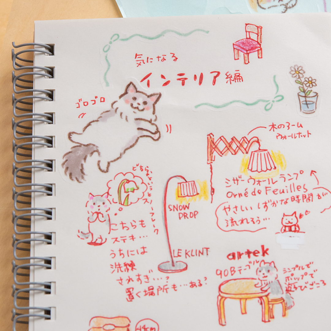 トレペシール 身近などうぶつ【3匹のねこ】ノートに貼ってみました