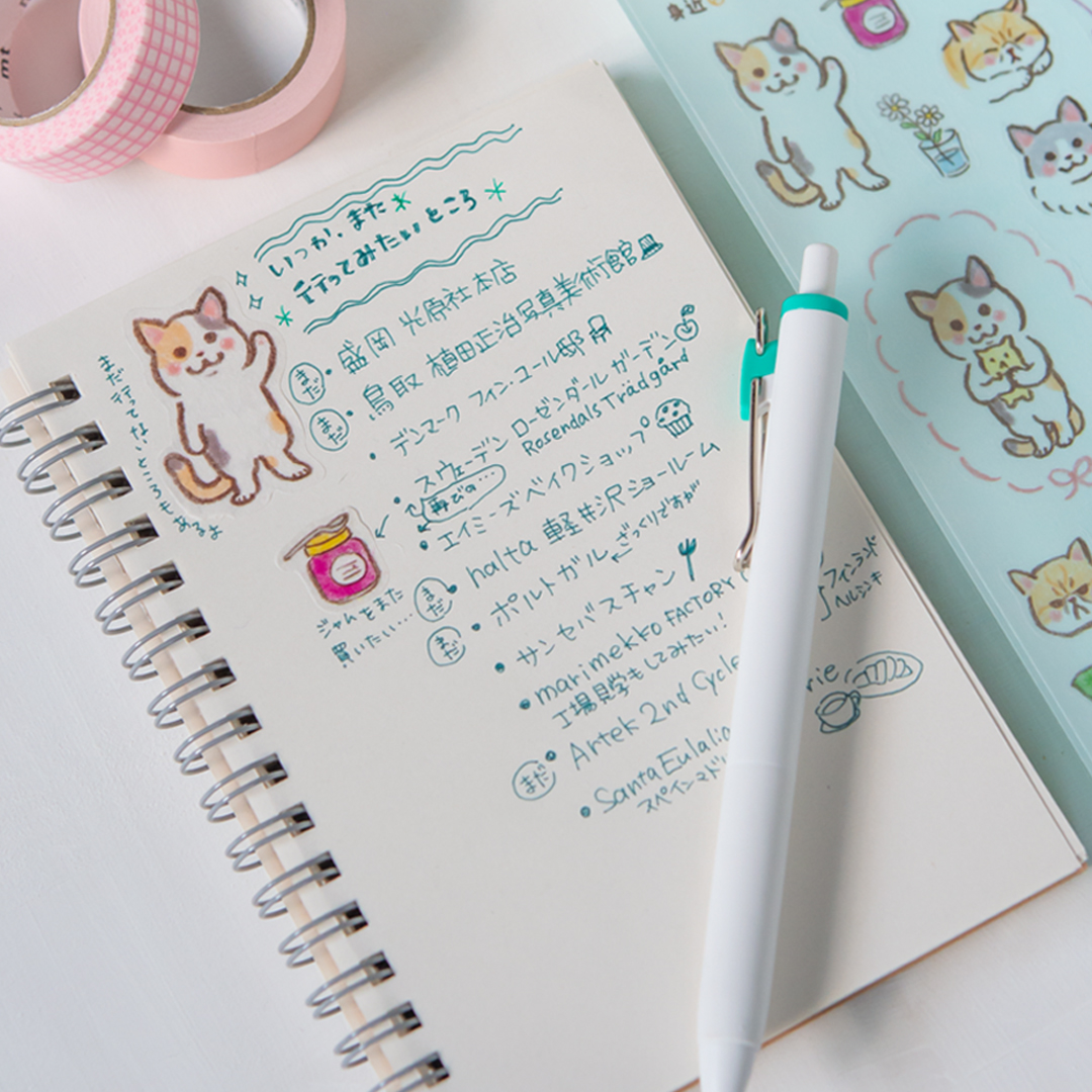 トレペシール 身近などうぶつ【3匹のねこ】ノートに貼ってみました