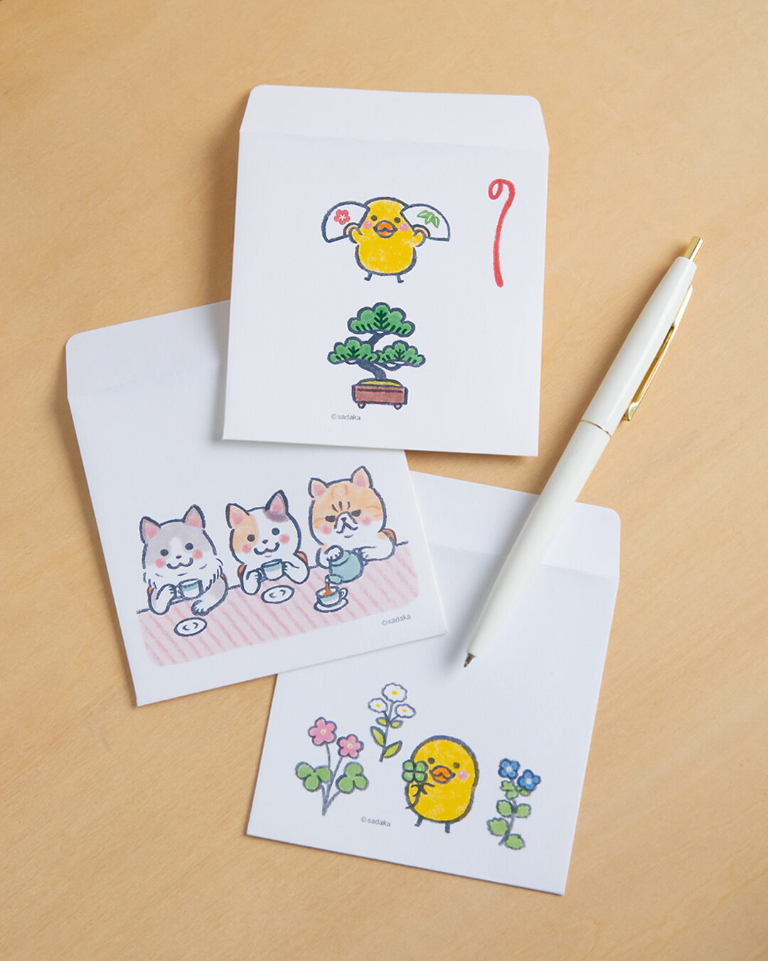 ぽち袋 ほんわか日和・身近などうぶつ 三匹のねこ